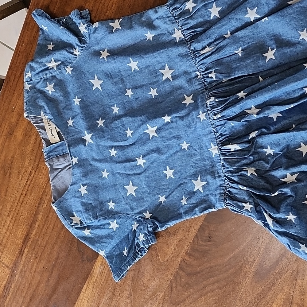 Lands End star print chambray dress